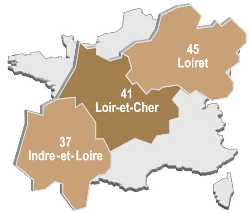 Carte départements 37, 51, 45 - Cour d'Appel d'Orléans